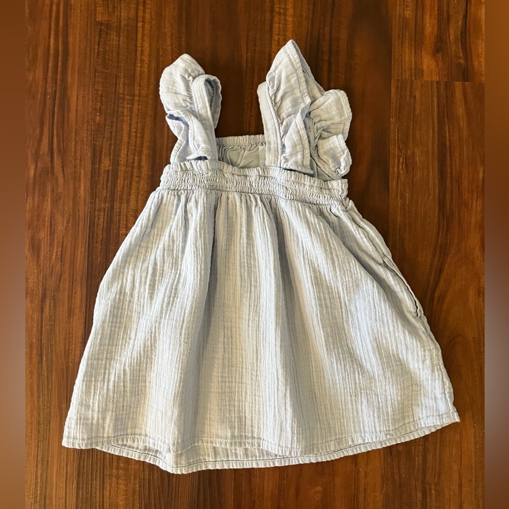 Cat & Jack Flutter Sleeve Linen Dress Light Blue 2T - Picture 3 of 3